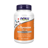 NOW Foods Supplements, L-Tyrosine 500 mg, Supports Mental Alertness*, Neurotransmitter Support*, 120 Capsules